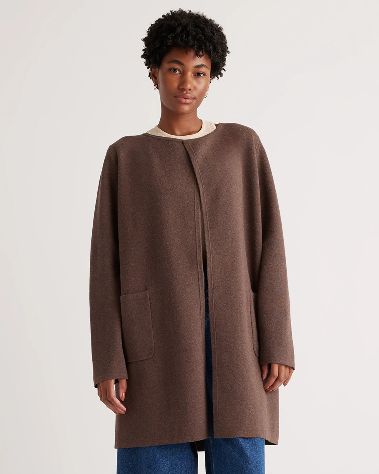 100% Organic Cotton Knit Collarless Coat