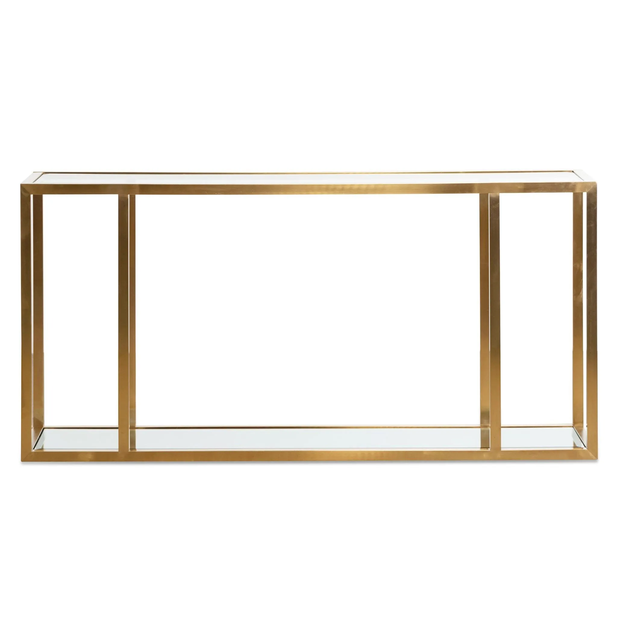 1.6m Glass Console Table - Brushed Gold