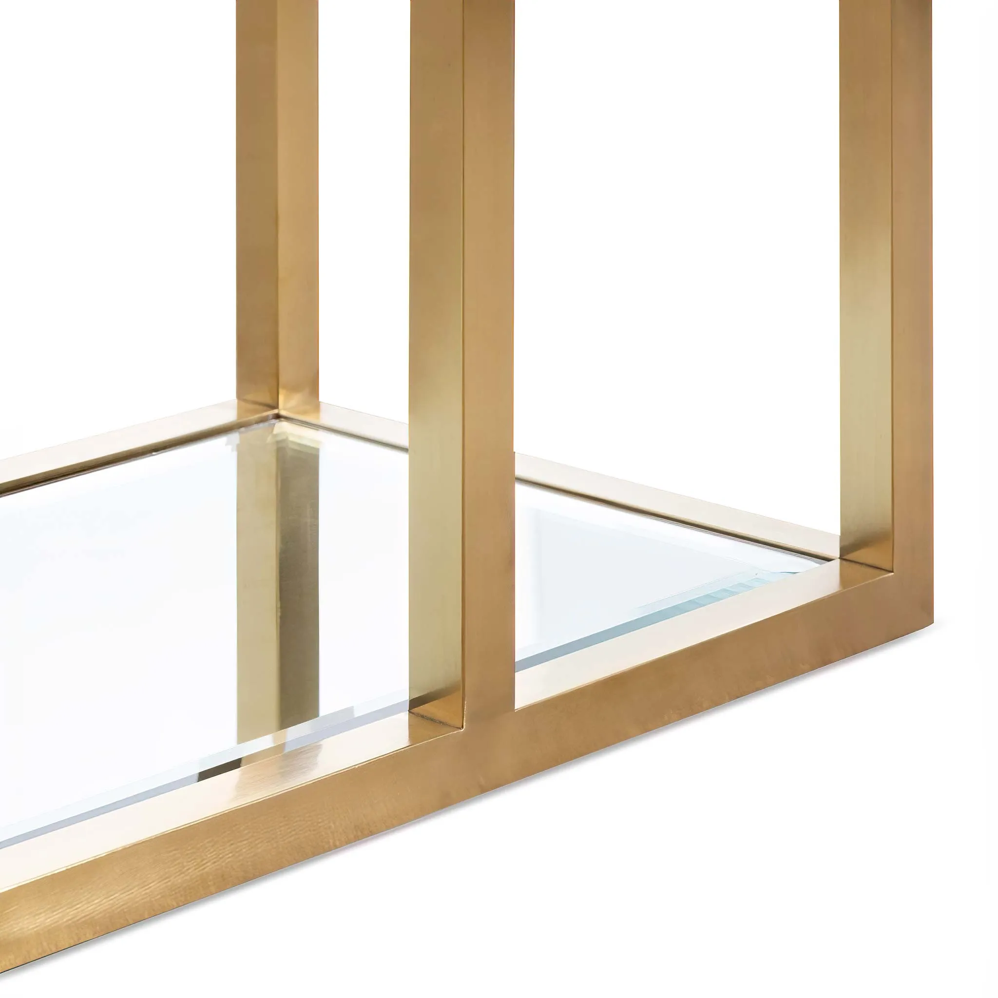 1.6m Glass Console Table - Brushed Gold