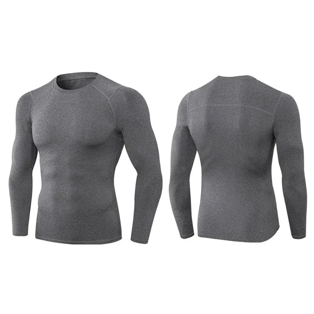 3pcs Men's Athletic Long Sleeve Compre ssion Shirts Quick Dry Workout T-Shirt Running Tops