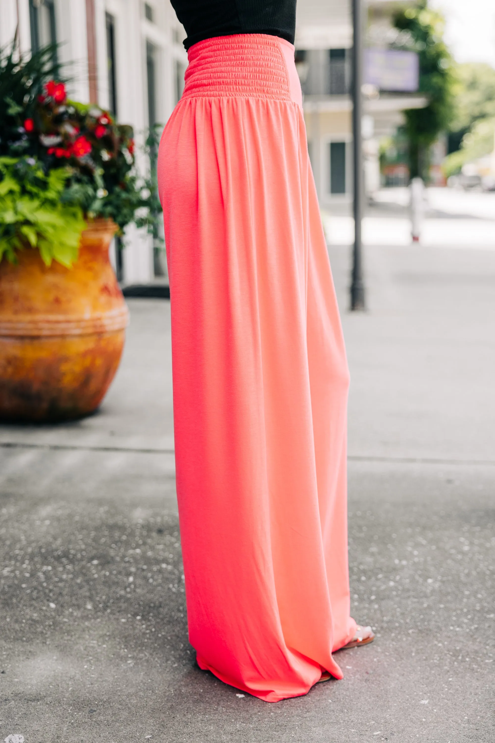 Back To Fun Coral Pink Wide Leg Pants