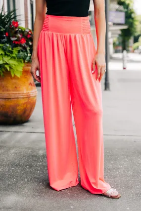 Back To Fun Coral Pink Wide Leg Pants