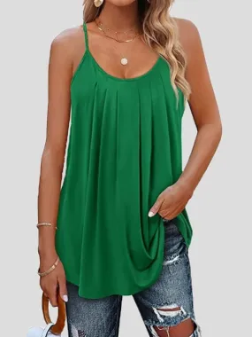 Casual Loose Fit Pleated Cami