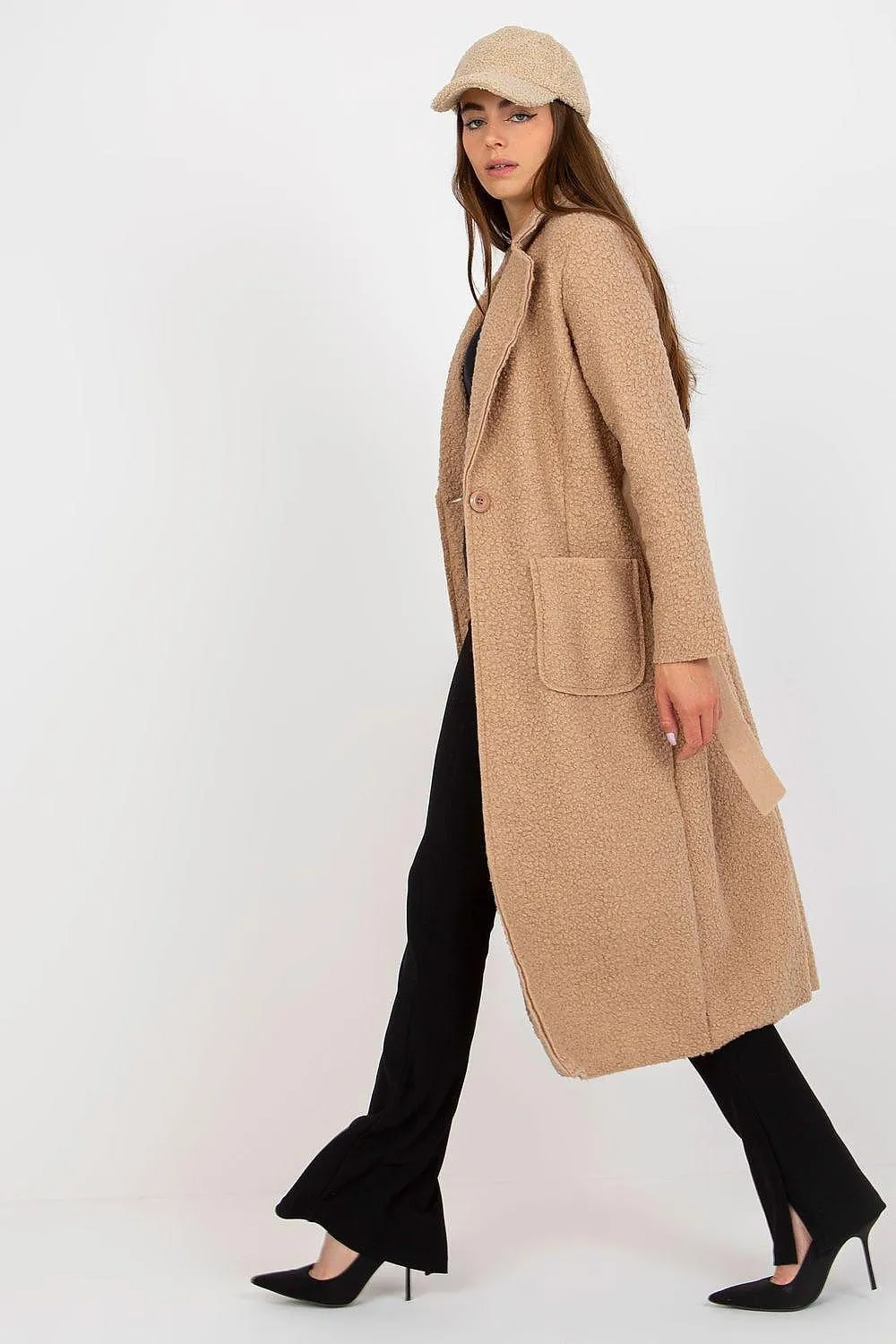 Chic Women's Coat with Tie Belt and Elegant Details