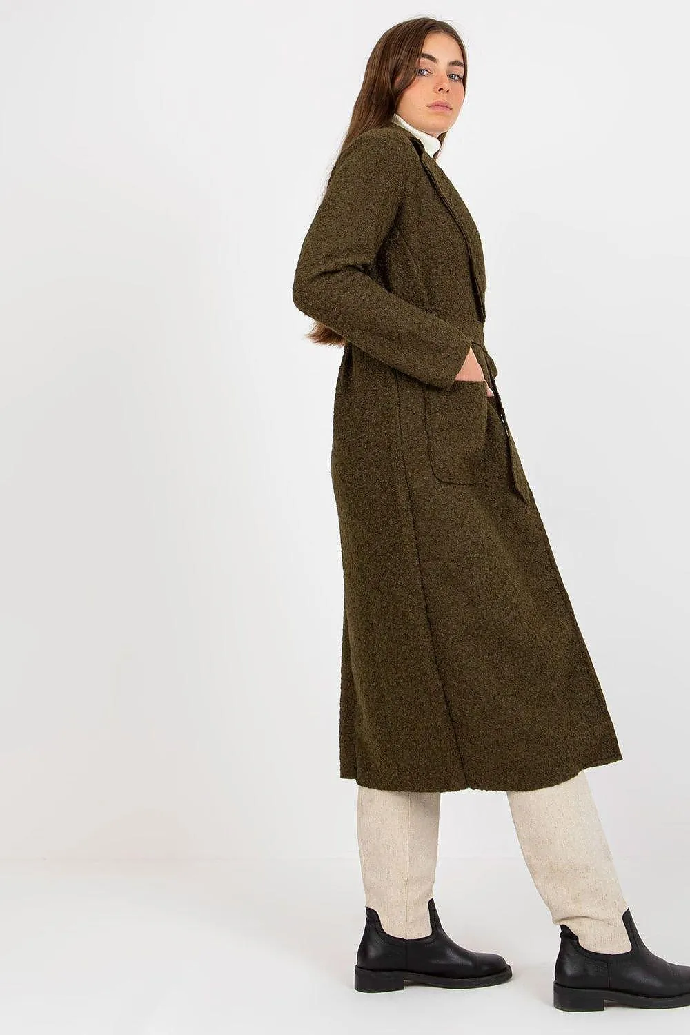 Chic Women's Coat with Tie Belt and Elegant Details