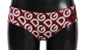 Dolce & Gabbana Chic Maroon White Logo Swim Bottoms