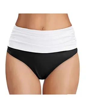 High Waisted Bikini Bottom Tummy Control Ruched Swim Bottom for Women