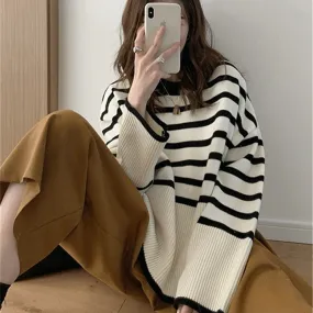 Kelly Casual Oversized Striped Woman Sweater