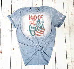 Land of the Free Stars and Stripes Bleached Shirt