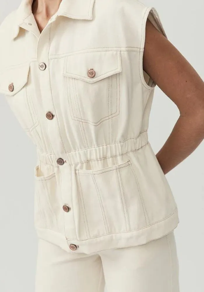 Lucia Denim Vest- Ivory