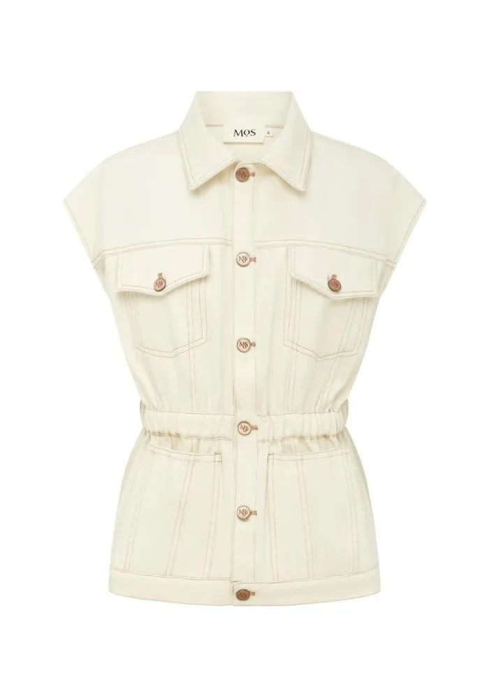 Lucia Denim Vest- Ivory