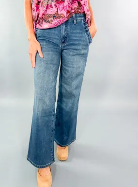 Meg Superb Ruffle Pocket Wide Leg Jean