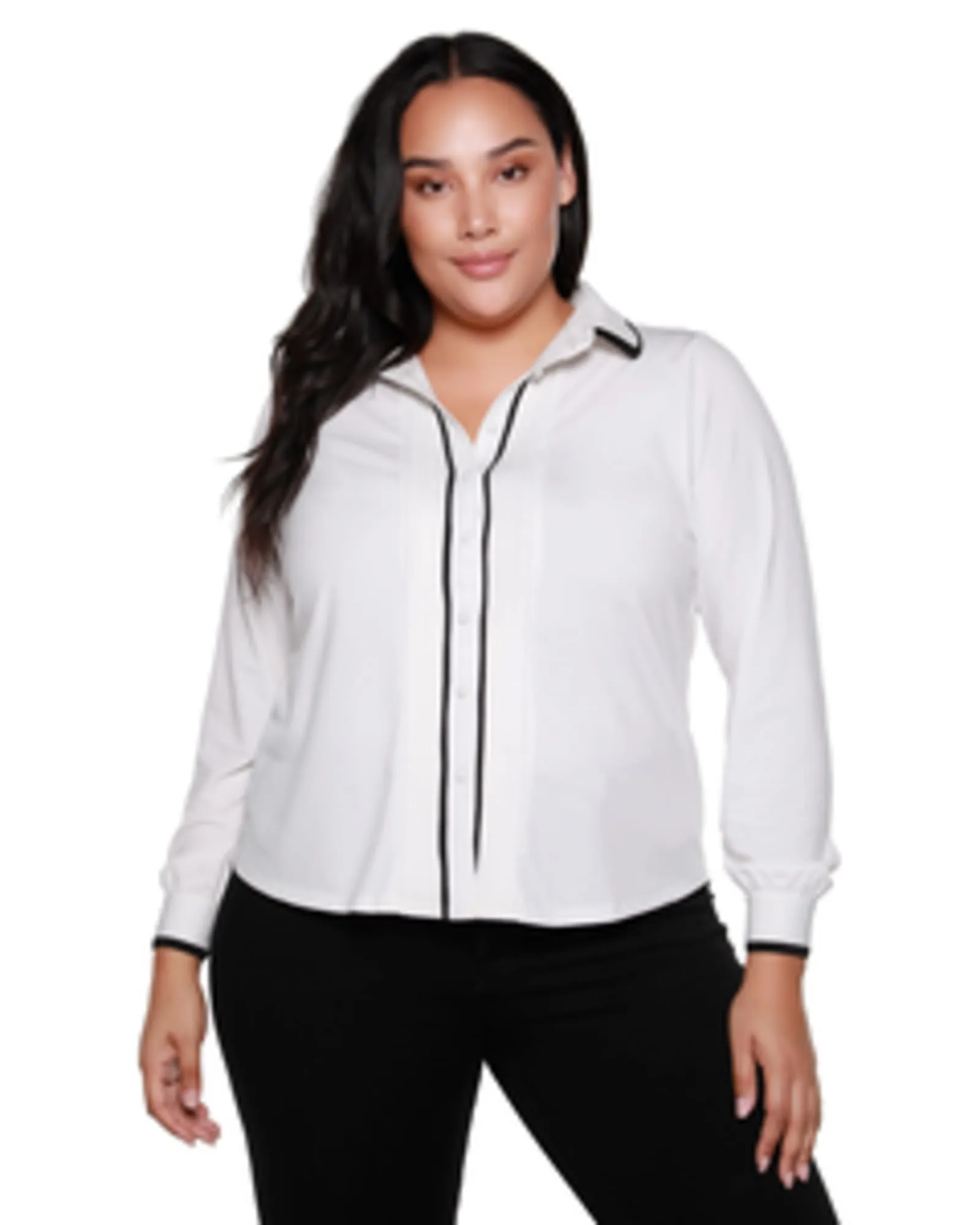 Quinn Button Front Top | Winter White/Black