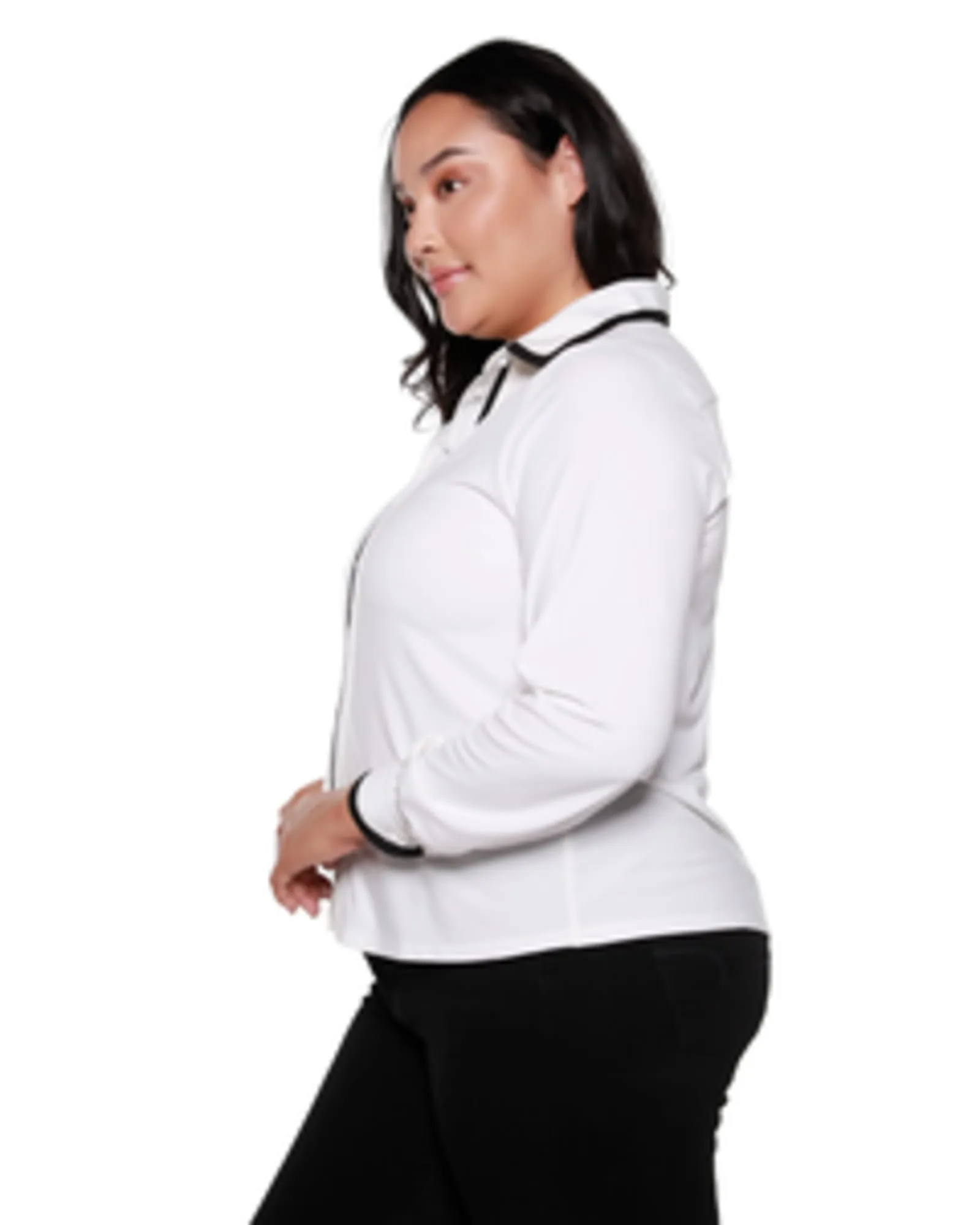 Quinn Button Front Top | Winter White/Black