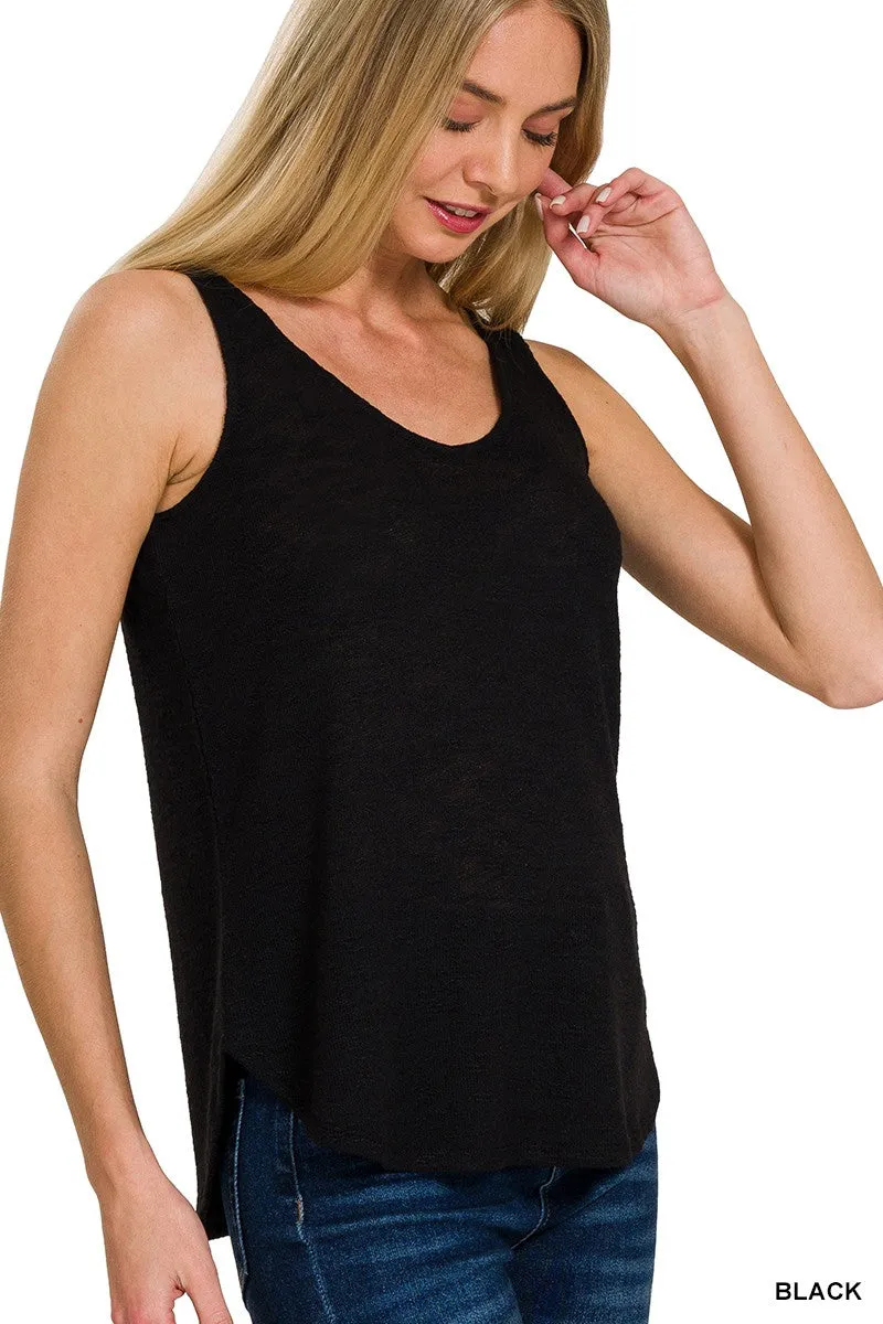 Sleeveless Double Scoop Neck Tank Top