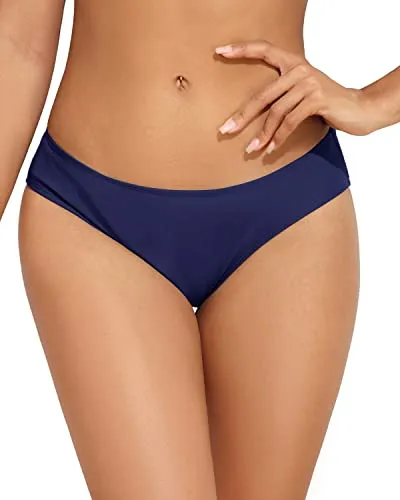 Slimming High Cut Full Coverage Bikini Bottom-Navy Blue