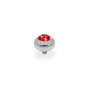 Tondo Deluxe Silver and Scarlet Ring Gem Top, 10mm