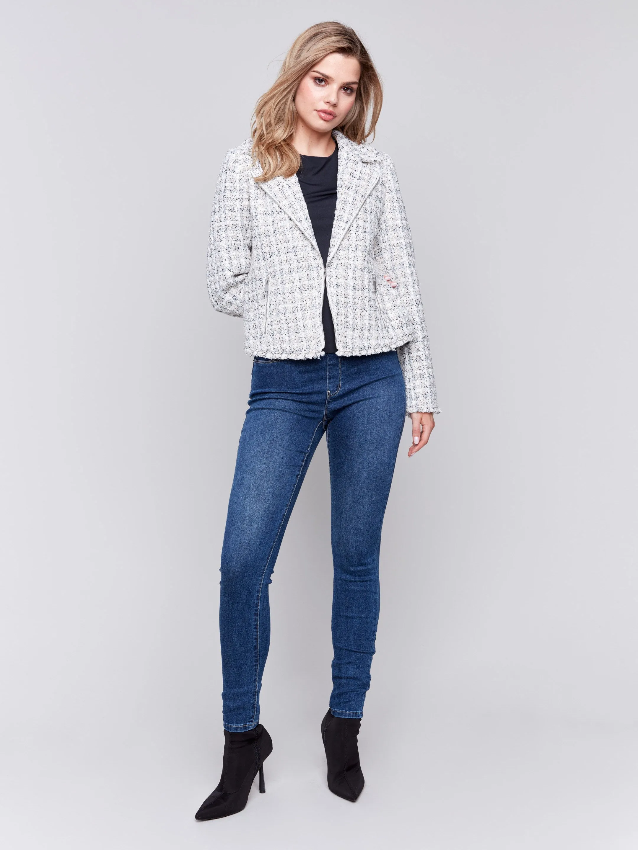 Tweed Perfecto Jacket - White - H-Denim