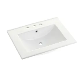 Ultra Modern LBT24187W38 24-Inch Ceramic Vanity Sink Top (8" Faucet Drillings), White