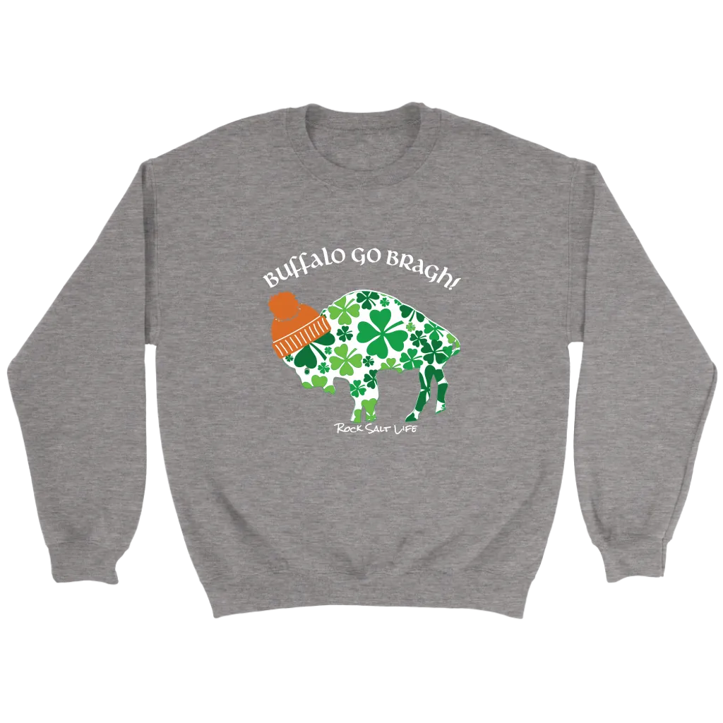 White Lettered Buffalo Go Bragh! Rock Salt Life© Crewneck Sweatshirt