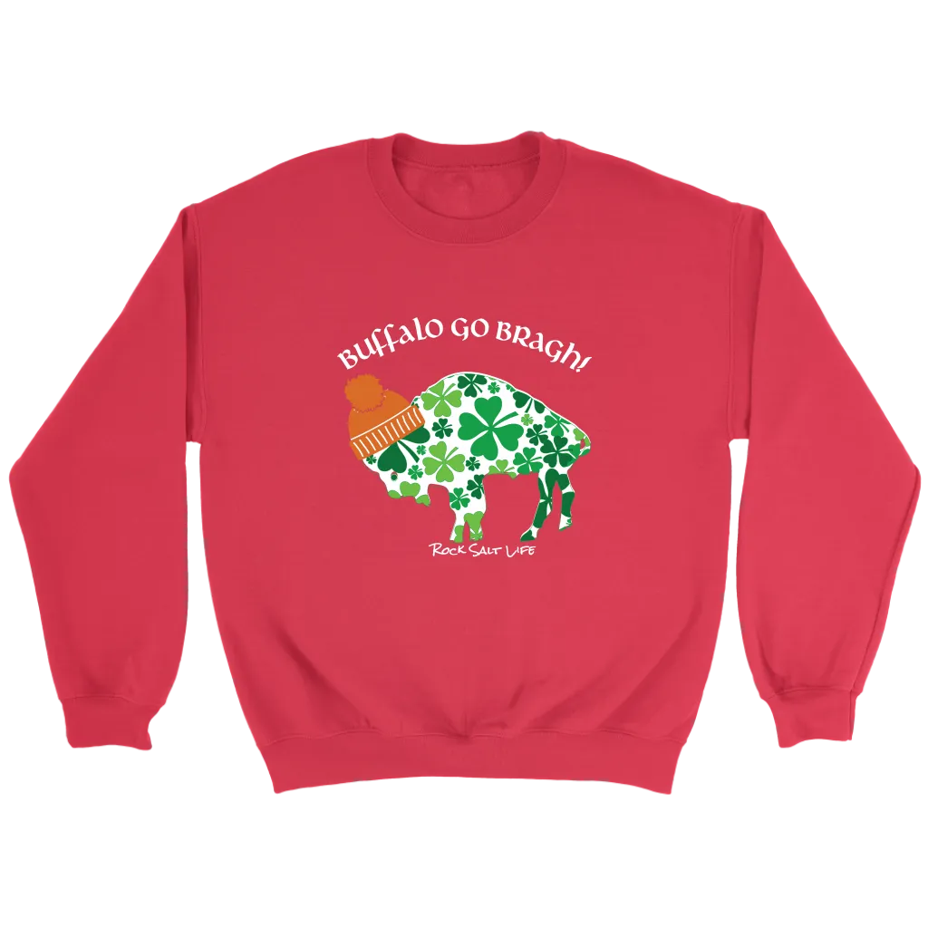 White Lettered Buffalo Go Bragh! Rock Salt Life© Crewneck Sweatshirt