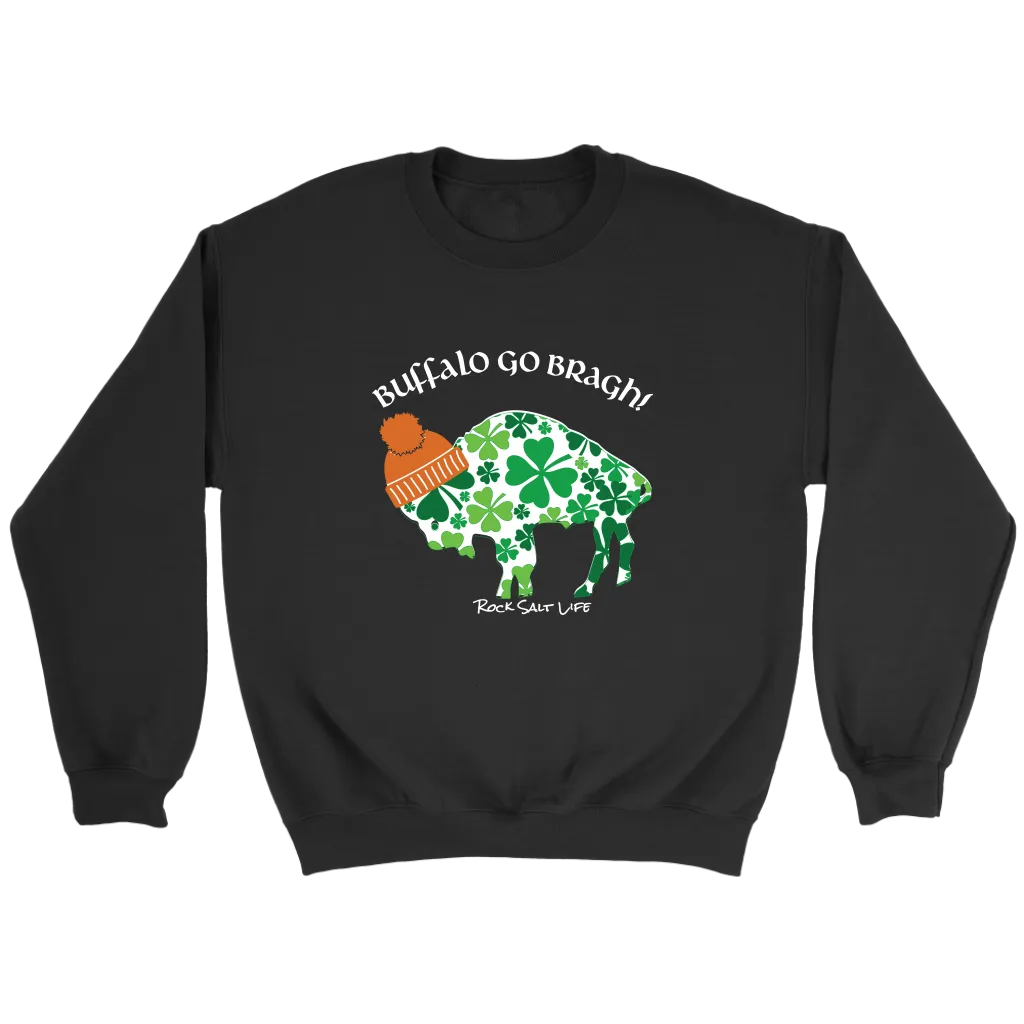 White Lettered Buffalo Go Bragh! Rock Salt Life© Crewneck Sweatshirt