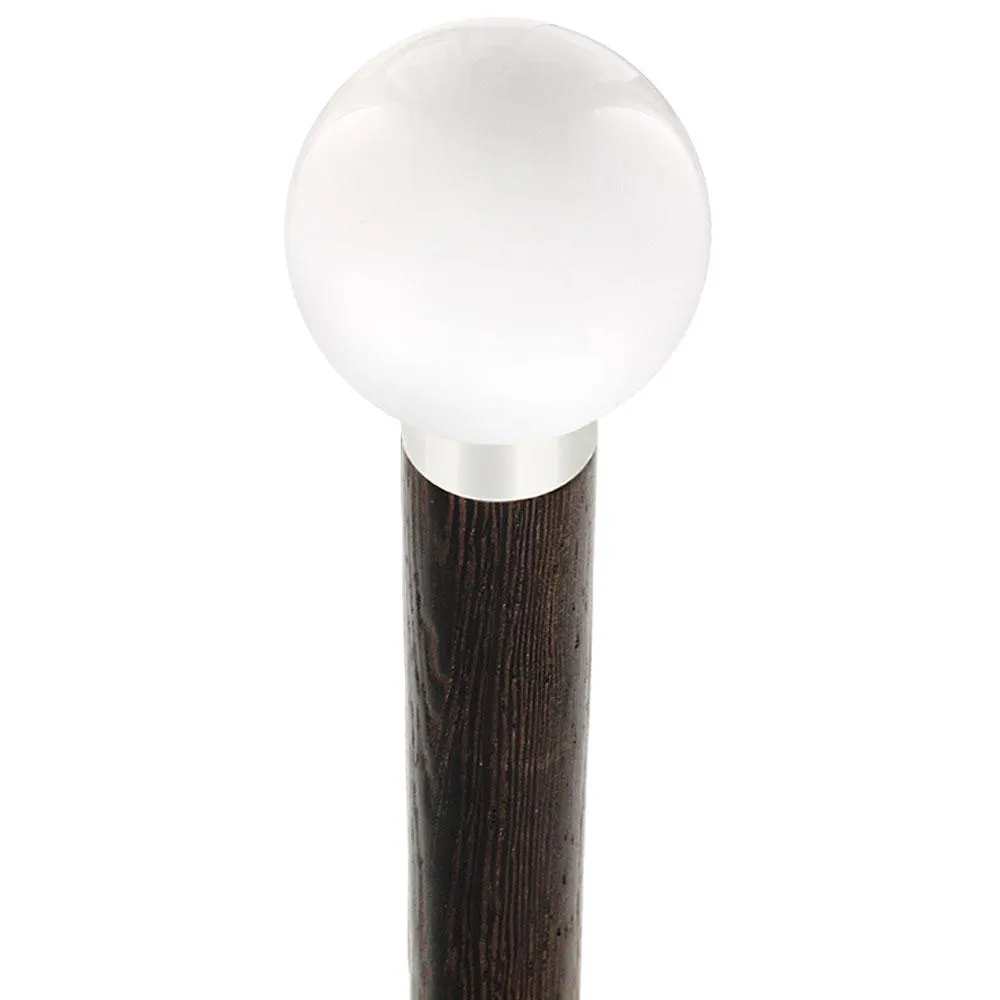 Winter White Round Knob Cane w/ Custom Wood Shaft & Collar