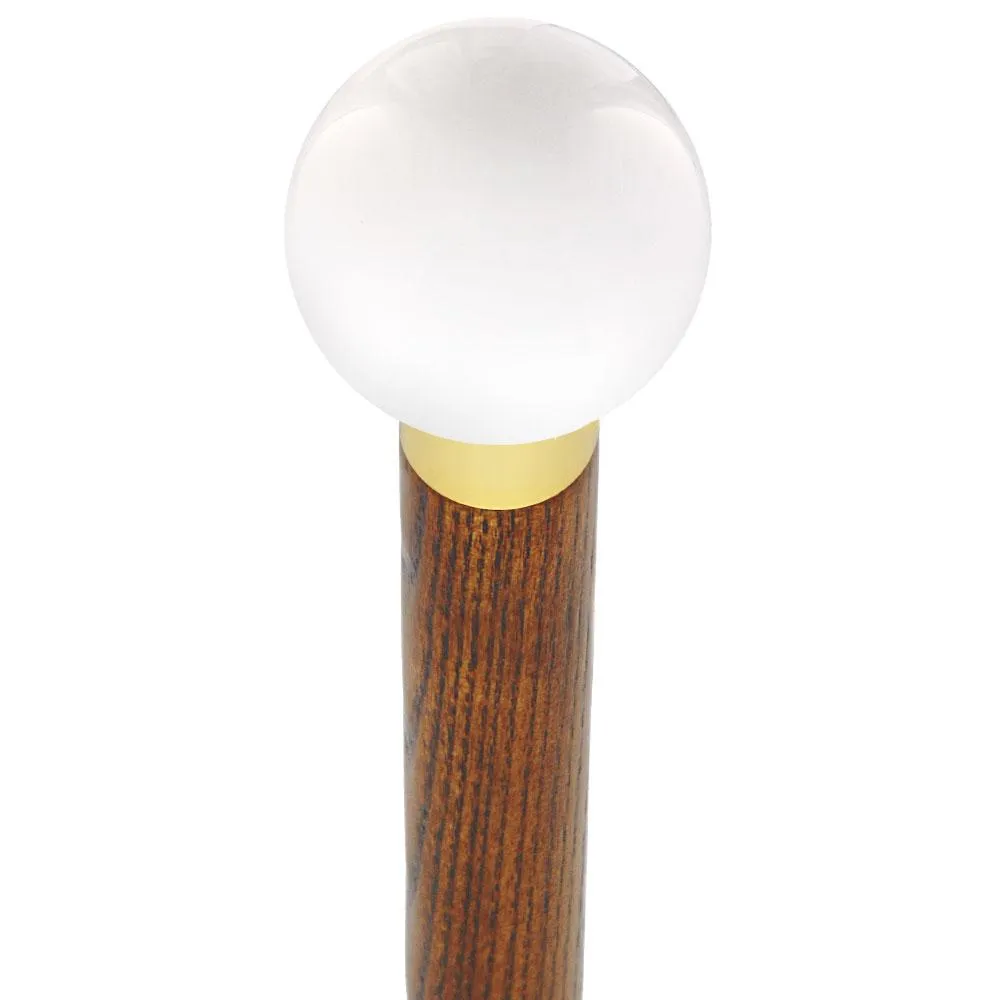 Winter White Round Knob Cane w/ Custom Wood Shaft & Collar