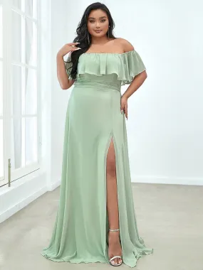 Women's Plus Size Ruffle Thigh Split Wholesale Bridesmaid Dresses