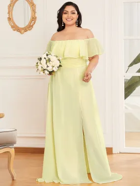 Women's Plus Size Ruffle Thigh Split Wholesale Bridesmaid Dresses